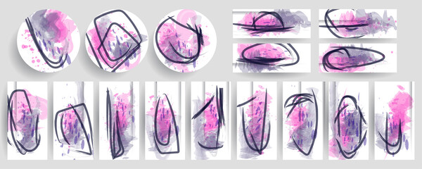 Set creative backgrounds for social media templates. Pastel art colors