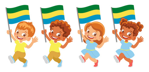 Gabon flag in hand set