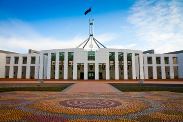 This is the Australian Parliament House in Canberra. Which was the world's most expensive building when it was completed in 1988. - obrazy, fototapety, plakaty
