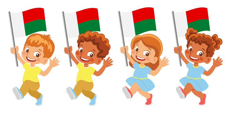 Madagascar flag in hand set