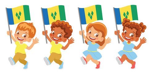 Saint Vincent and the Grenadines flag in hand set