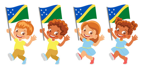 Solomon Islands flag in hand set