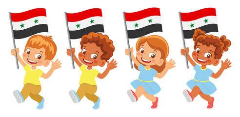 syria flag in hand set