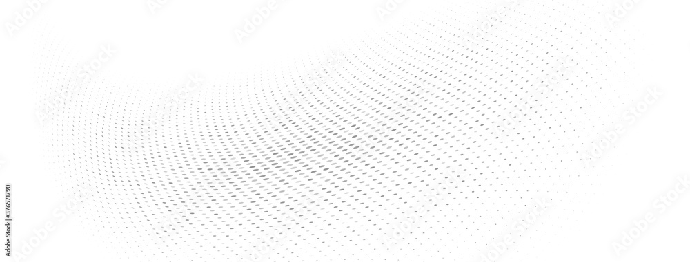 Wall mural abstract halftone background of small dots and wavy lines in gray and white colors