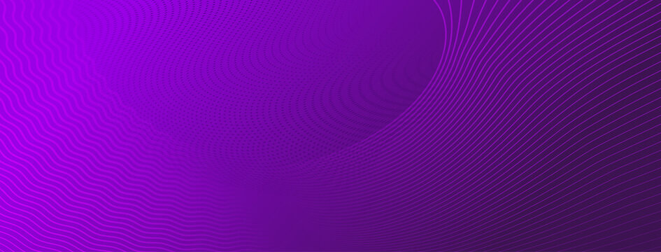 Abstract Halftone Background Of Small Dots And Wavy Lines In Purple Colors