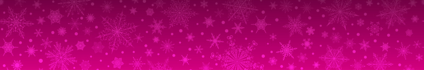 Naklejka na ściany i meble Christmas banner of various snowflakes, in purple colors