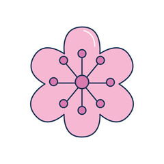 chinese flower icon, line fill style