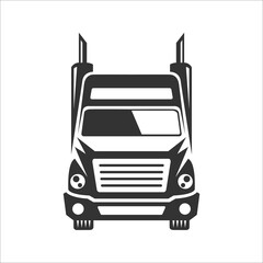 truck logistic vector silhouette logo template. perfect for delivery or transportation industry logo. simple with dark grey color