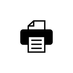 Print Icon in black flat glyph, filled style isolated on white background