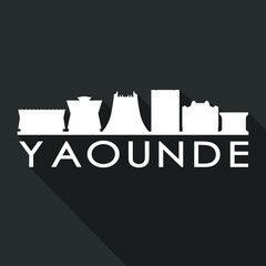 Yaounde Cameroon Africa Flat Icon Skyline Silhouette Design City Vector Art Famous Buildings.