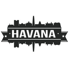 Havana Cuba Skyline Silhouette Design City Vector Art Landmark.
