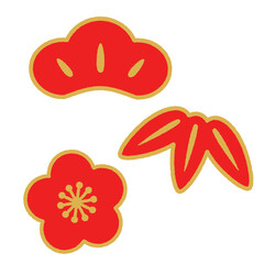 松竹梅のアイコン　年賀状素材