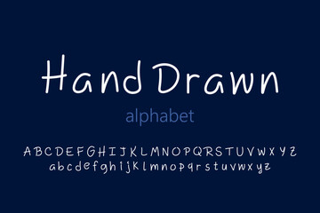 Hand drawn typeface, doodle style english alphabet, vector illustration.