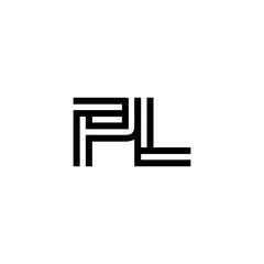 initial letter pl line stroke logo modern