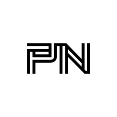 initial letter pn line stroke logo modern