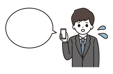ビジネスマン スマートフォン 吹き出し