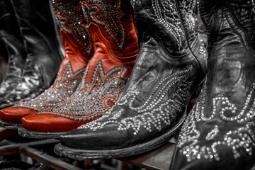 red cowgirl boots with rhinestones