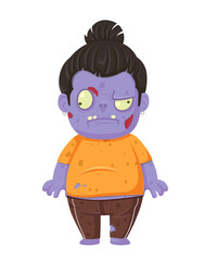 Obraz na płótnie Canvas Cartoon zombie isolated on white. Character zombie halloween day. Vector and Illustration art