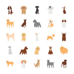 cartoon dogs and boxer icon set, flat style