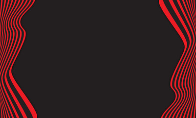 Abstract wave vector background. red and black curved line stripe. modern waves. wavy lines pattern. geometric line stripes. Trendy wavy background. 