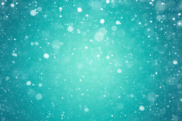 Icy Green Winter Falling Snow Particles Elegant Christmas and New Year Holiday Celebration Background Texture