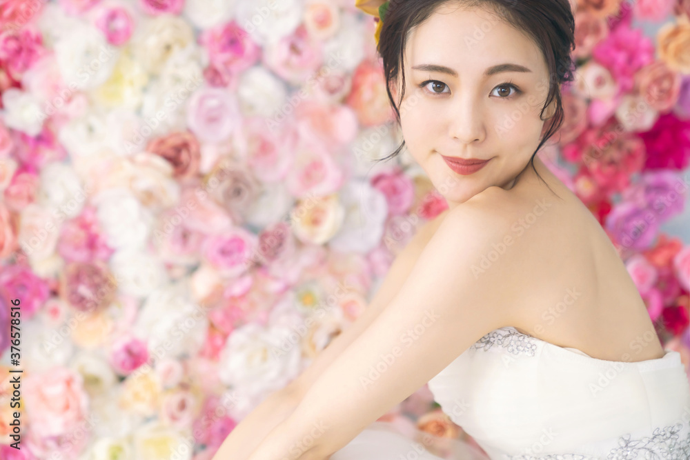 Aufkleber ウェディングドレスを着た女性　ブライダルイメージ　ウェディング　結婚式