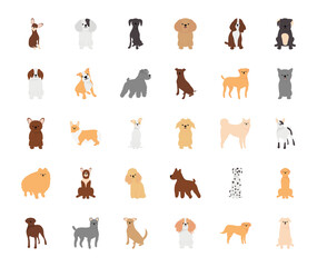 cute dogs icon set, flat style