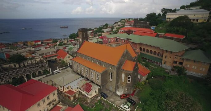 Aerial view over Churches in St. George's, Grenada