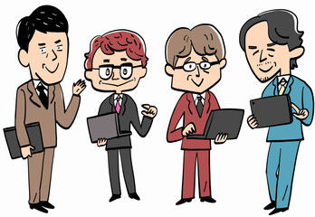 A middle-aged man in a suit, smiling and doing business.
