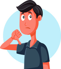 Unhappy Man with Thumbs Down Expressing Disapproval