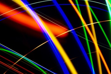 Abstract colorful background with minimalist light traces produced by slow shutter speed