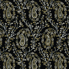 traditional Indian paisley pattern on black     background