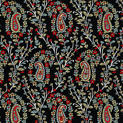 traditional Indian paisley pattern on black     background