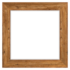 Brown wooden picture frame isolated on white background with clipping path