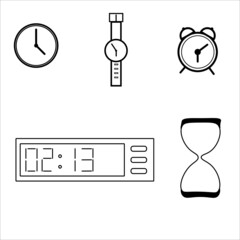 vector illustration of a set of clocks
