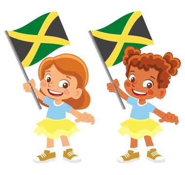 Jamaica flag in hand set