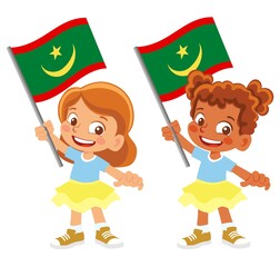 Mauritania flag in hand set