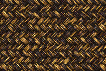 Brown basket weave seamless background. Classic cross woven texture decorative pattern. Natural wicker bamboo effect