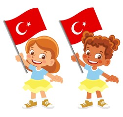 Turkey flag in hand set