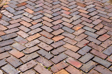 Colorful diagonal brick pathway in Springfield