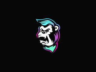 Monkey funky logo design inspiration. Vector illustration of Angry monkey funky
