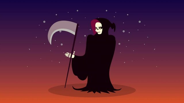 happy halloween animation with death skull