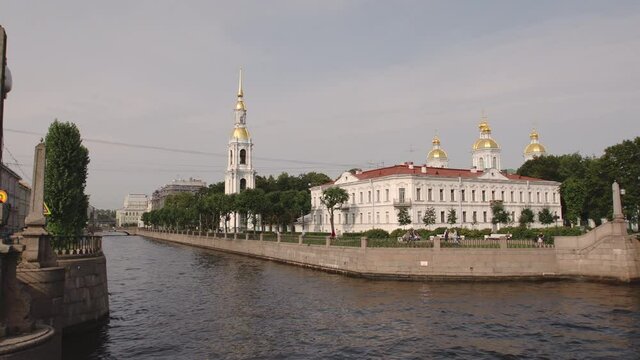 PAN: Famous Krukov Channel and the Naval (Nikolsky) Cathedral in the summer - St. Petersburg, Russia