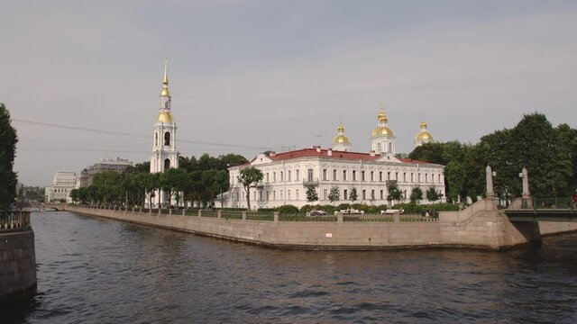 Famous Krukov Channel and Historic Naval (Nikolsky) Cathedral background in the summer - St. Petersburg, Russia