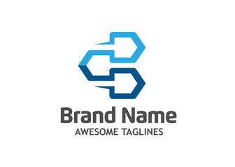 abstract Arrows link blue color  logo vector , business logo concept illustration