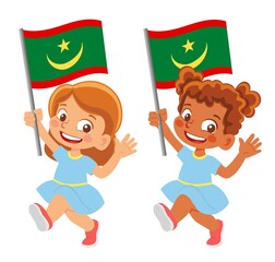 Mauritania flag in hand set