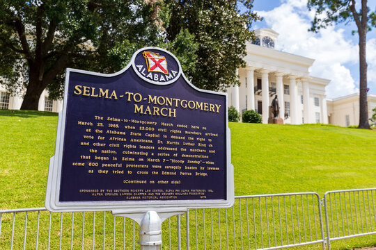 Selma To Montgomery March Historical Marker In Front Of The State Capitol In Montgomery, Alabama