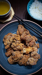 Karage - Japanese fried chicken with rice and tea