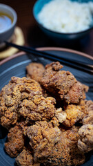 Karage - Japanese fried chicken with rice and tea