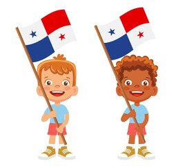 Panama flag in hand set
